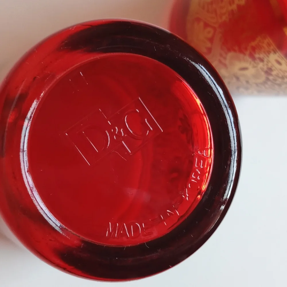 Vintage Moroccan / Turkish Tea Glasses Red & Gold Embellished Design Set of 2